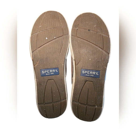 Sperry Topsider Tan Canvas Men's Boat Shoes Size 8 No Laces - Picture 8 of 11